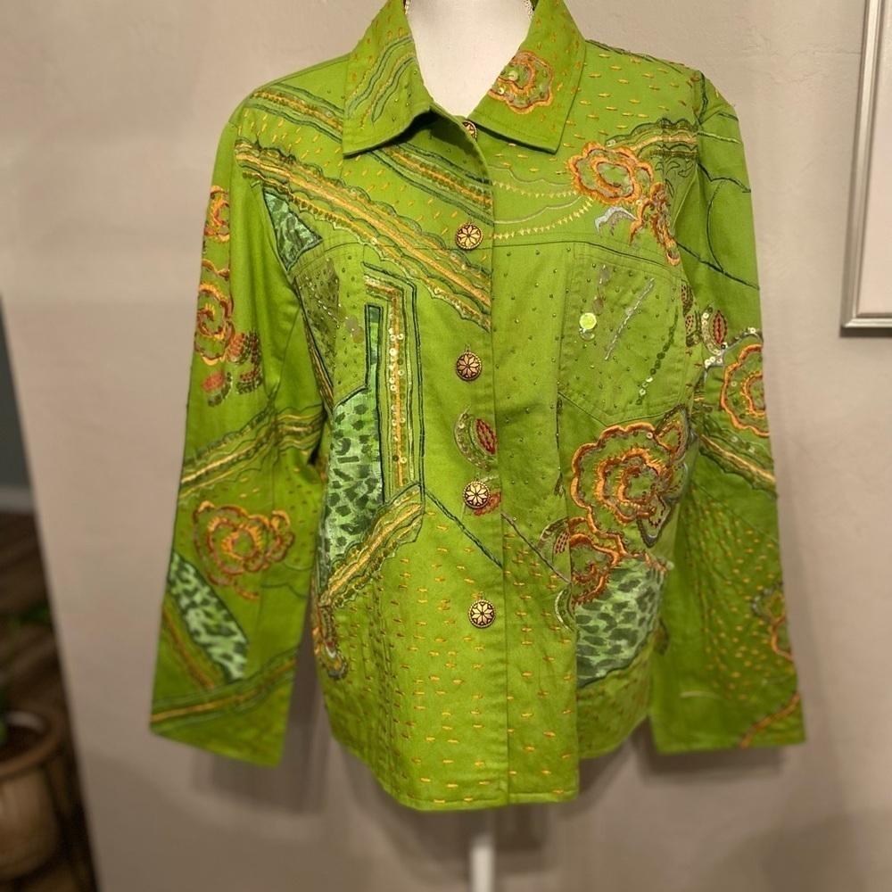 Julia Kim Blazer Jacket lime green size XL - Picture 9 of 9